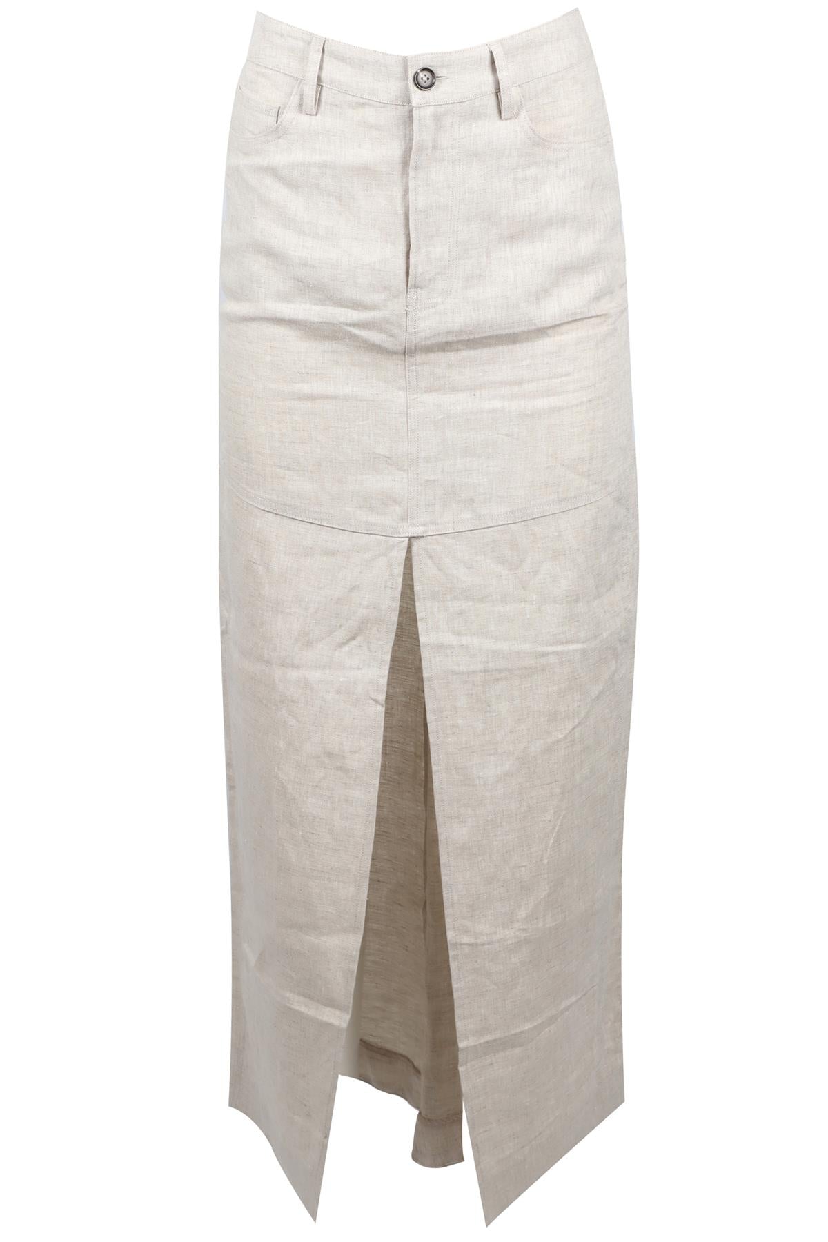 REFORMATION BEIGE LINEN MAXI SKIRT US 2 UK 6