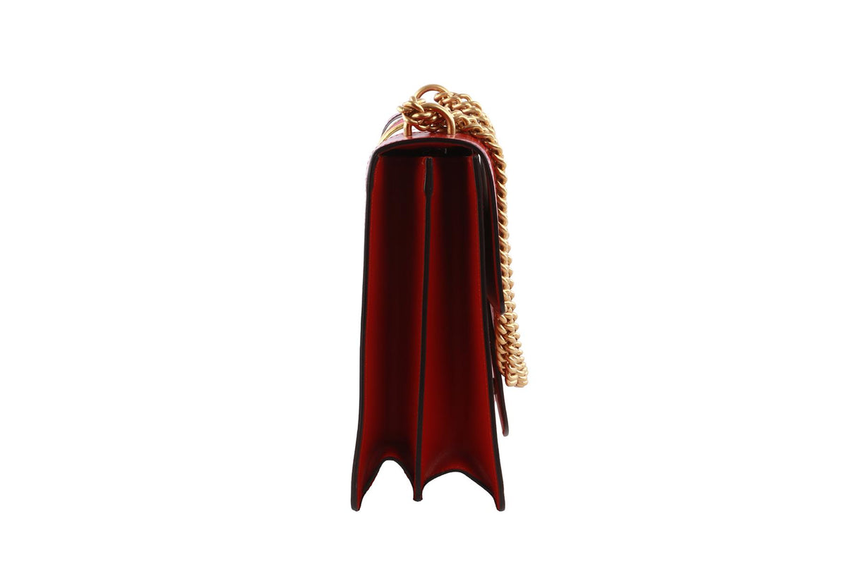 GUCCI RED MARMONT MEDIUM GG LEATHER SHOULDER BAG
