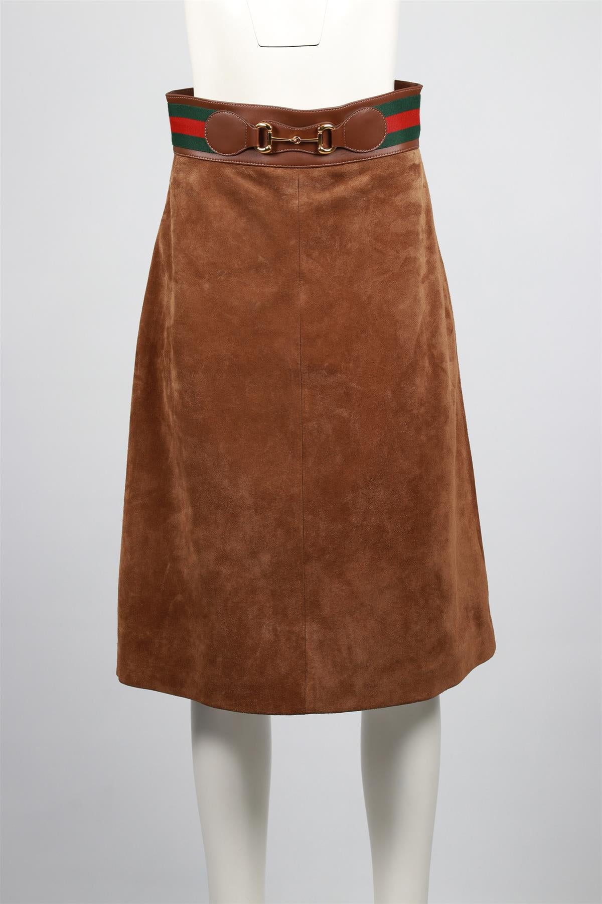 GUCCI BROWN SUEDE MIDI SKIRT IT 42 UK 10