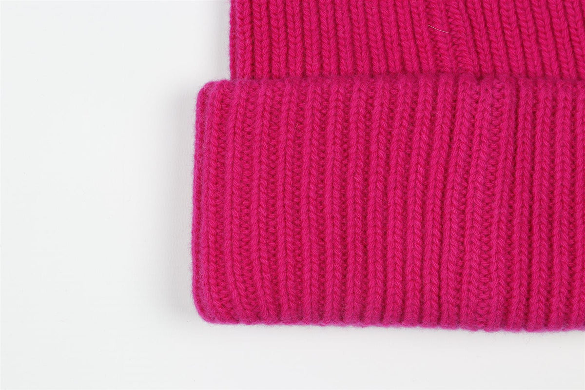 MONCLER + PALM ANGELS PINK WOOL BEANIE ONE SIZE