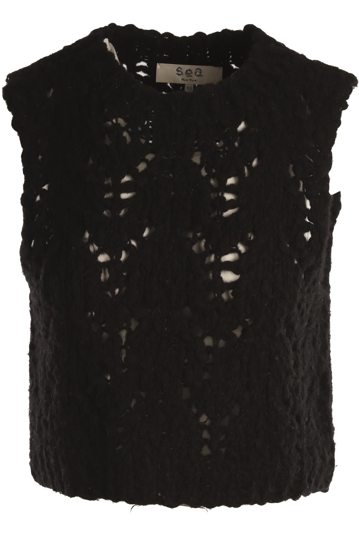 SEA NEW YORK BLACK ALPACA VEST XSMALL