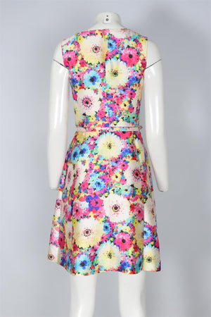 OSCAR DE LA RENTA MULTI 2016 SILK MINI DRESS US 2 UK 6