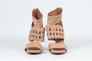 AZZEDINE ALAÏA NUDE SUEDE SANDALS EU 38 UK 5 US 8