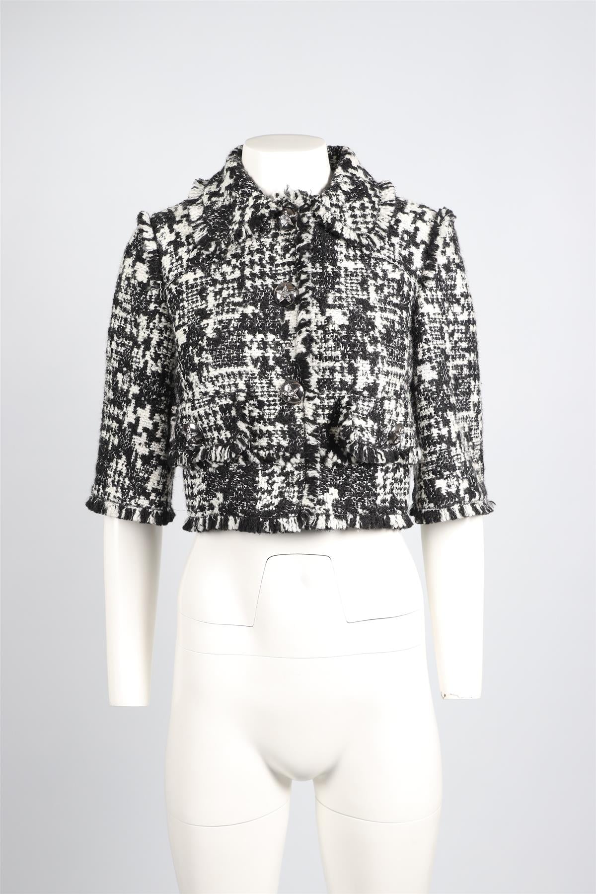 DOLCE & GABBANA BLACK AND WHITE WOOL BLEND JACKET IT 38 UK 6