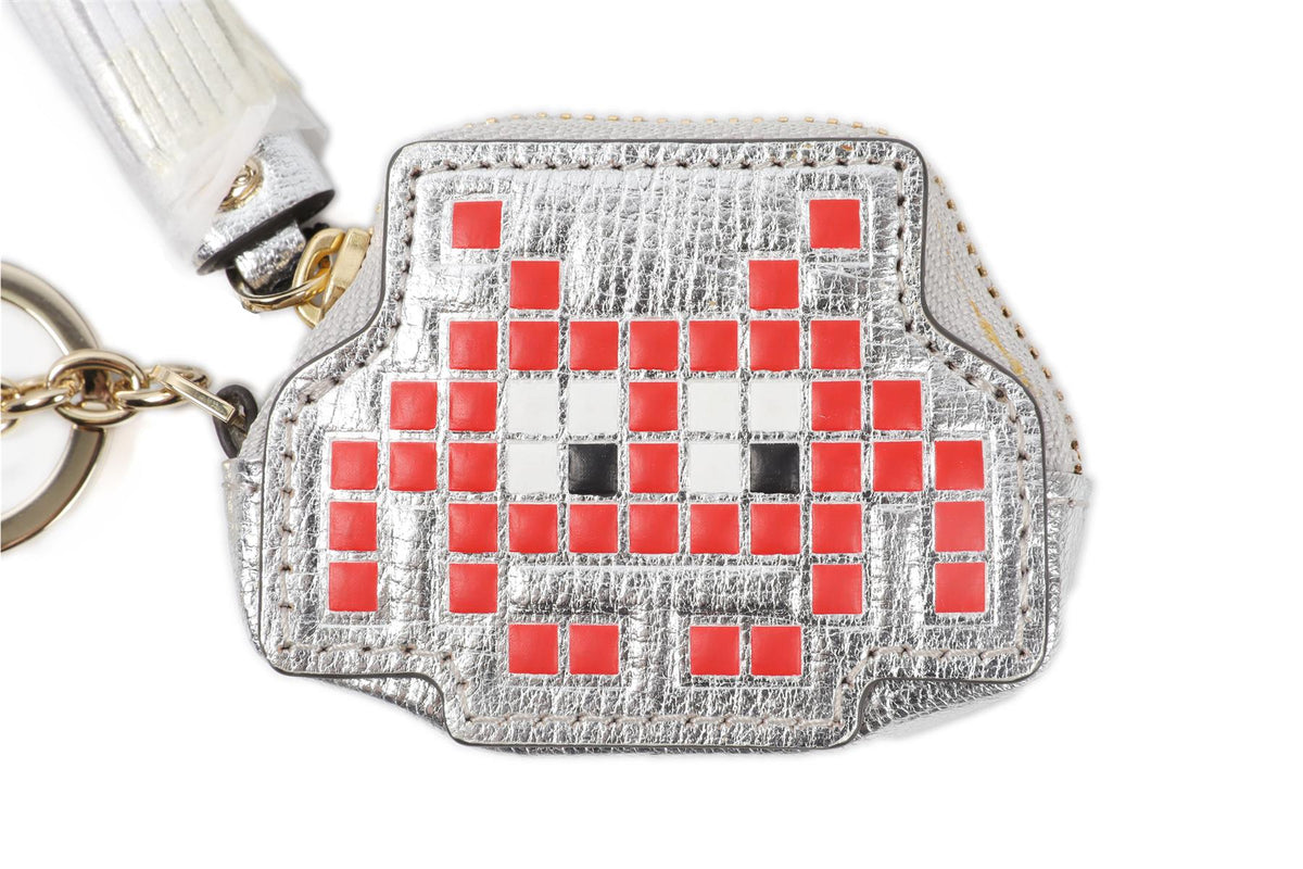 ANYA HINDMARCH SILVER SPACE INVADER COIN PURSE