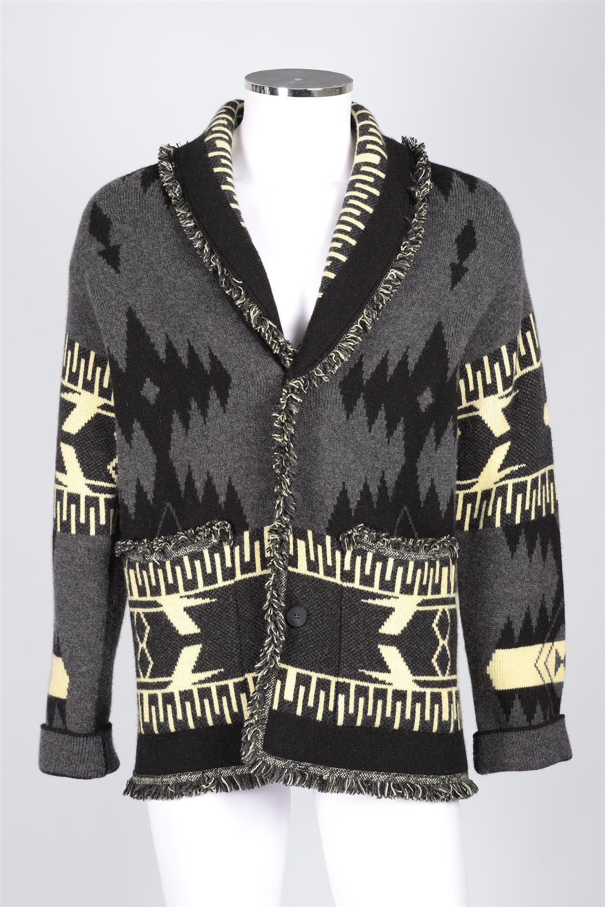 ALANUI GREY MEN'S CASHMERE CARDIGAN MEDIUM