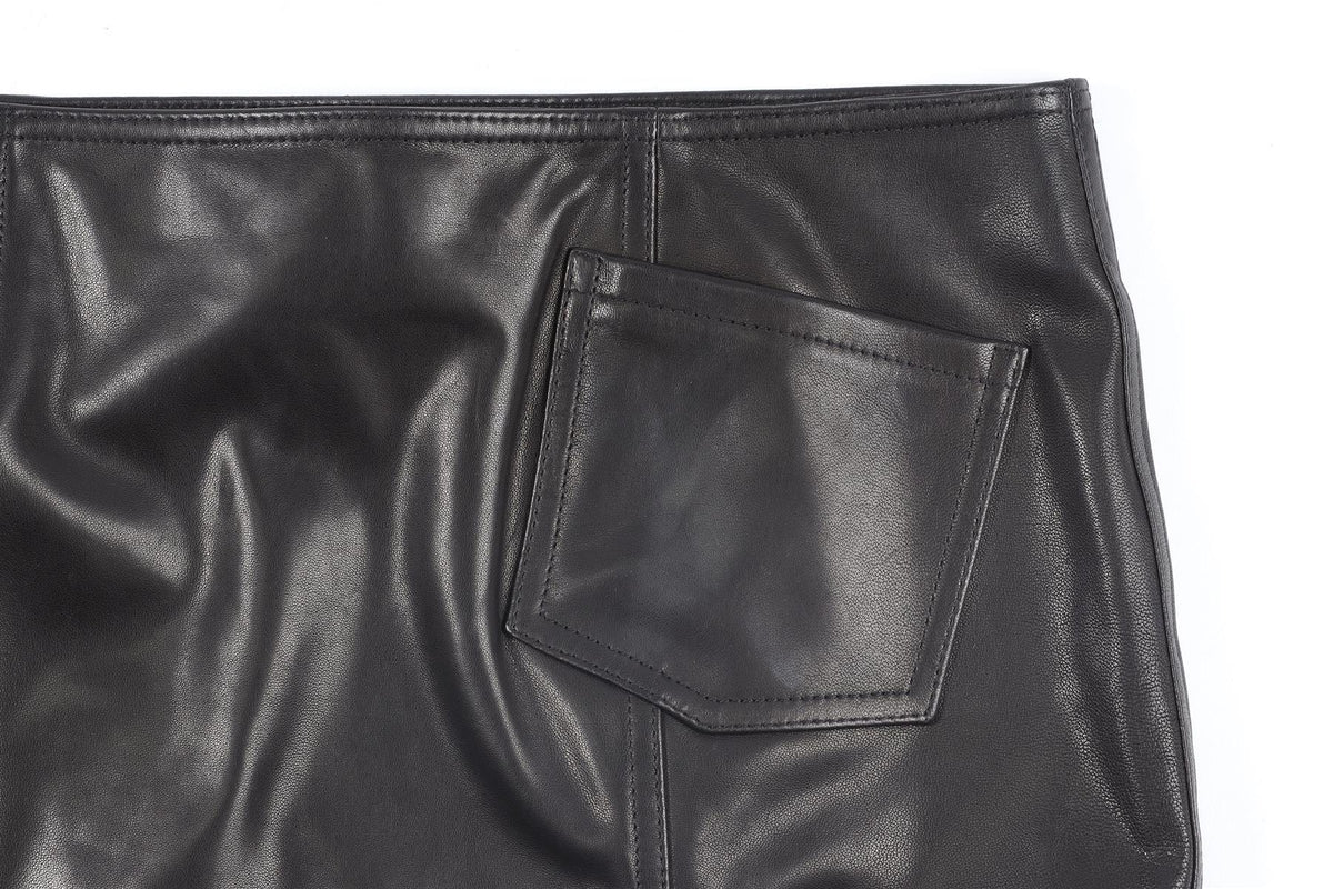 ZEYNEP ARCAY BLACK LEATHER MINI SKIRT FR 32 UK 4