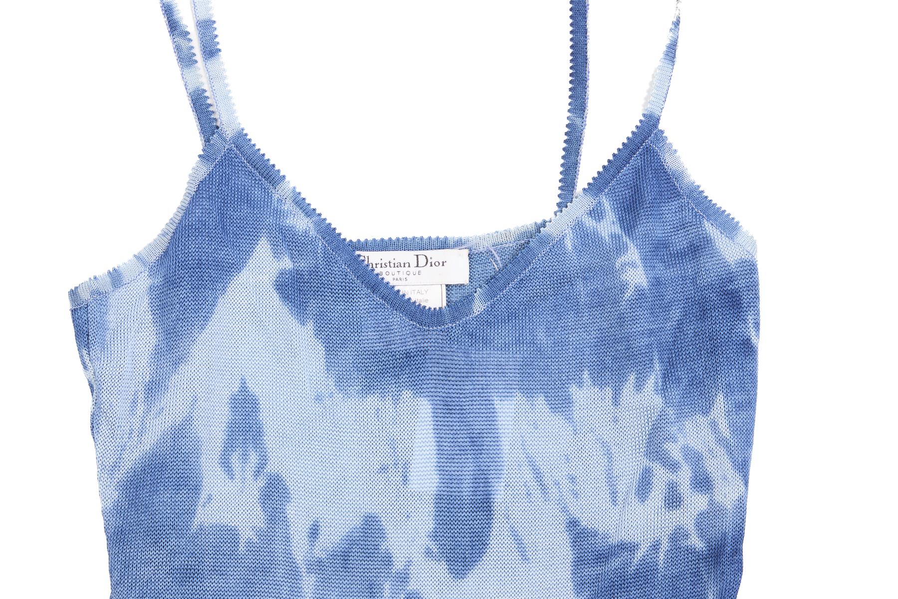 CHRISTIAN DIOR BLUE KNIT TOP FR 36 UK 8