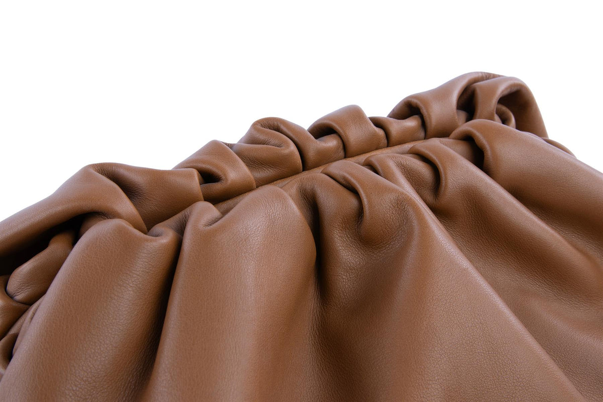 BOTTEGA VENETA BROWN POUCH LARGE LEATHER CLUTCH