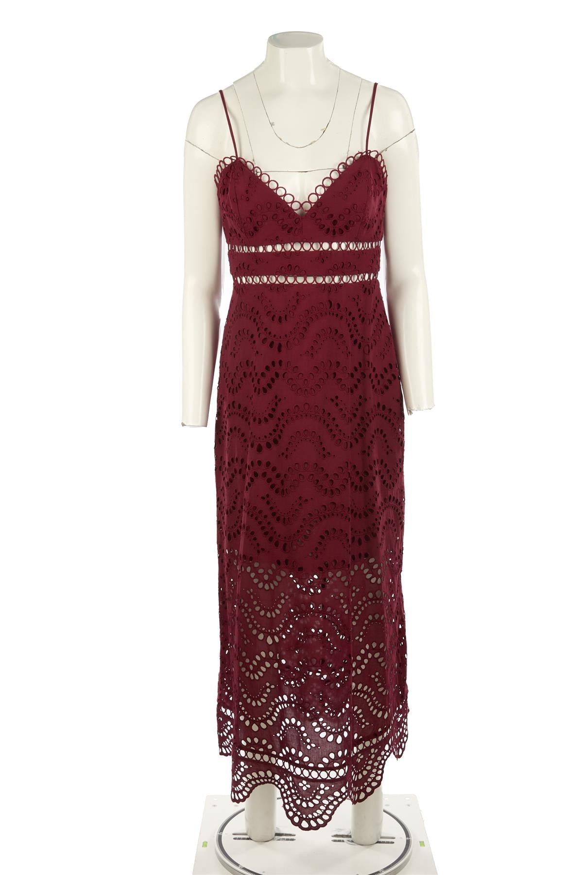 ZIMMERMANN BURGUNDY COTTON MAXI DRESS UK 12
