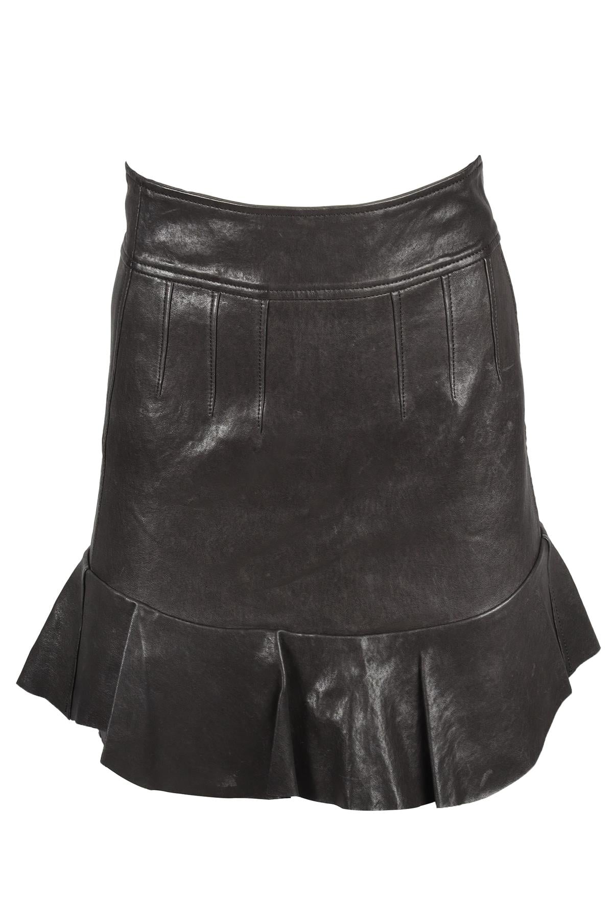 ISABEL MARANT BLACK LEATHER MINI SKIRT FR 36 UK 8
