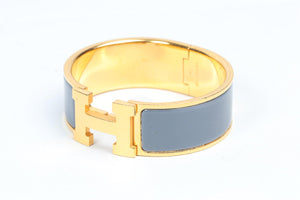 HERMÈS GREY 2010 CLIC CLAC H 20 MM ENAMEL BRACELET 16 CM