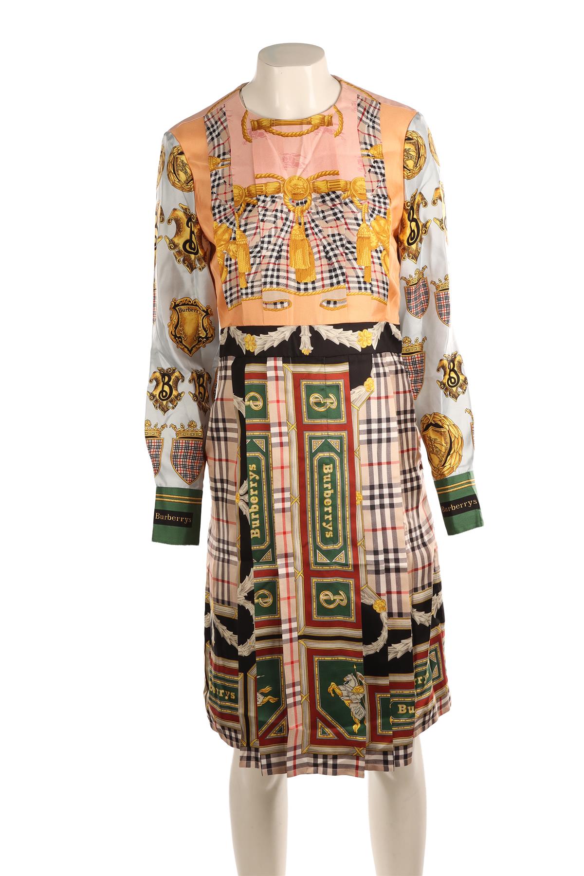 BURBERRY MULTI SILK MIDI DRESS UK 10