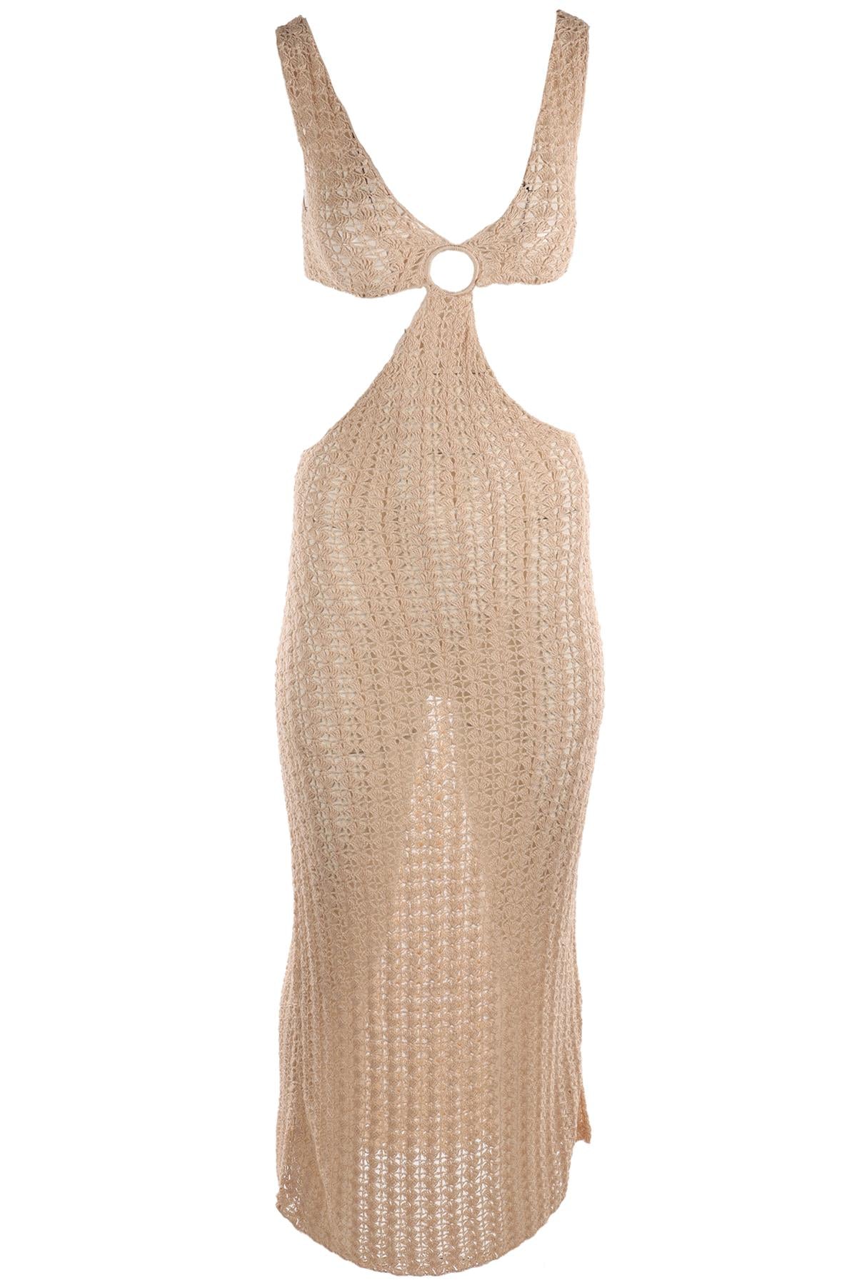 CULT GAIA BEIGE CROCHET MAXI DRESS SMALL