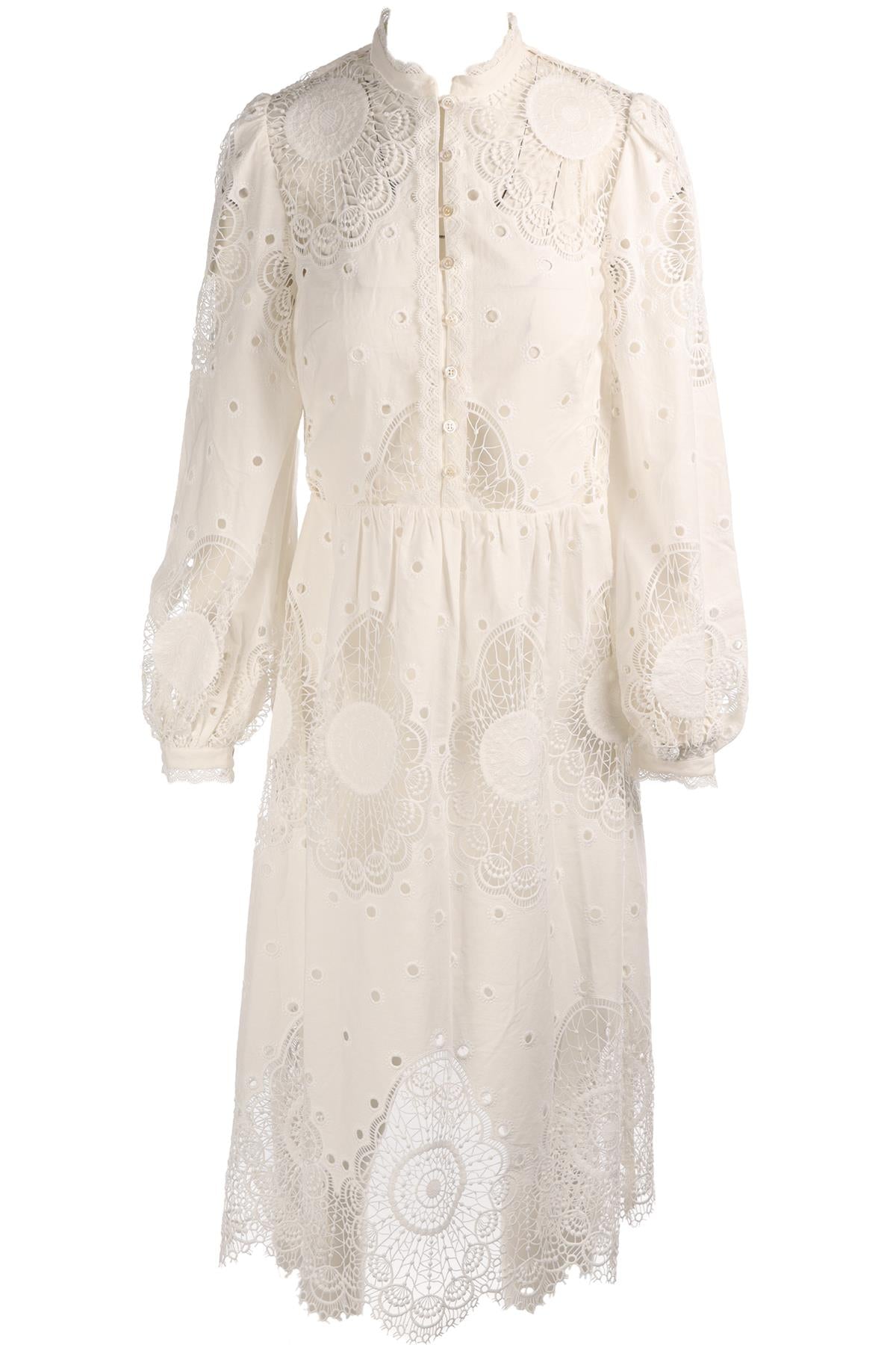 TEMPERLEY LONDON WHITE LACE MIDI DRESS UK 8