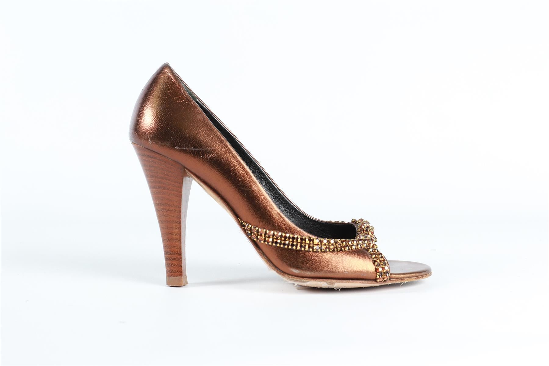 GINA BRONZE LEATHER PUMPS