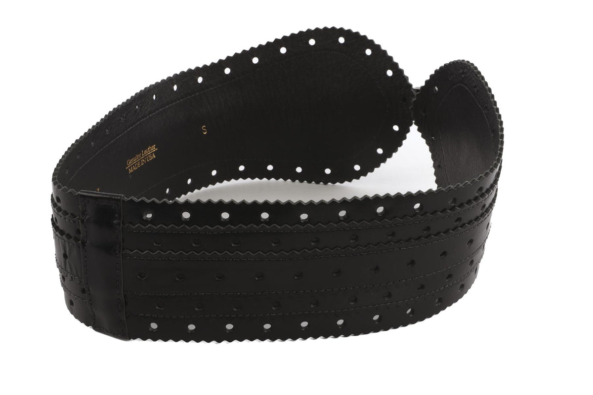 OSCAR DE LA RENTA BLACK LEATHER WAIST BELT SMALL