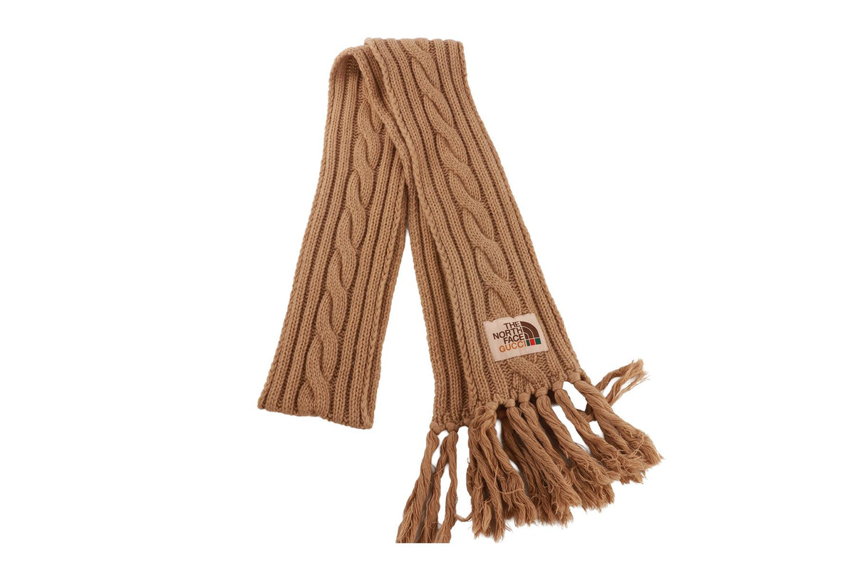 GUCCI + THE NORTH FACE BROWN WOOL SCARF