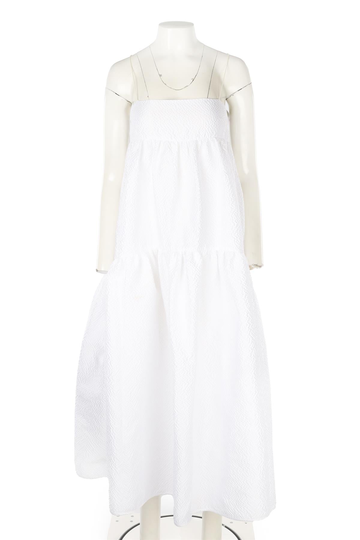 CECILIE BAHNSEN WHITE SATIN MAXI DRESS UK 8