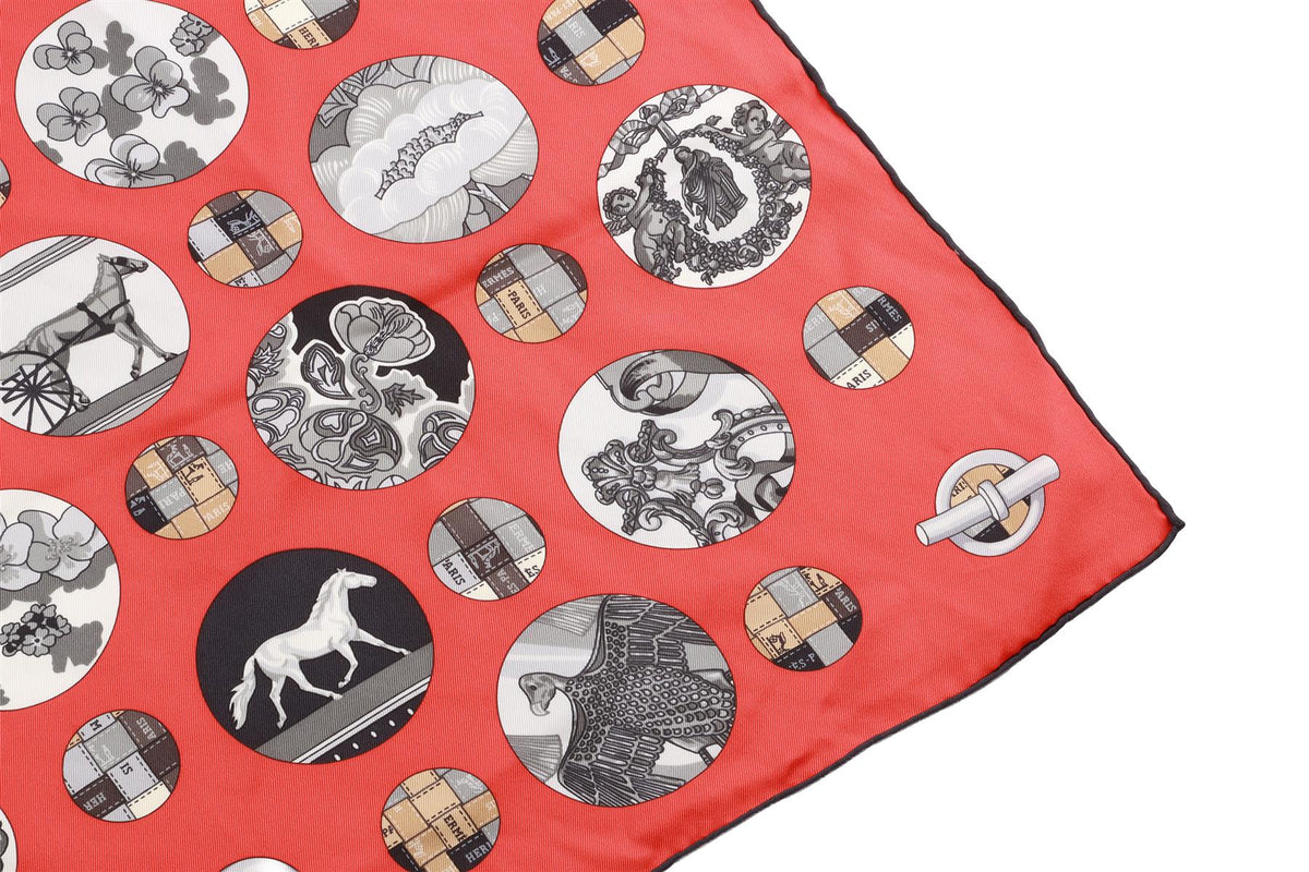 HERMÈS RED POIS DE SOIE SILK SCARF 65CM