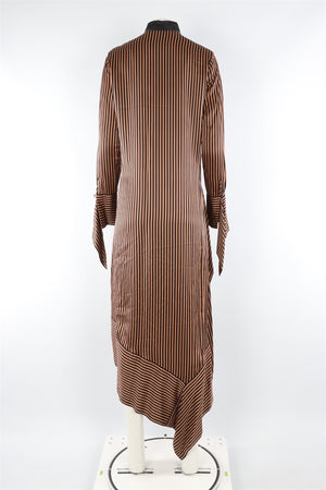 PETAR PETROV BROWN SILK MAXI DRESS FR 36 UK 8