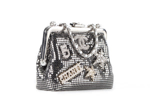 CHANEL SILVER 2023 CRYSTAL AND MESH CLUTCH WITH CHAIN