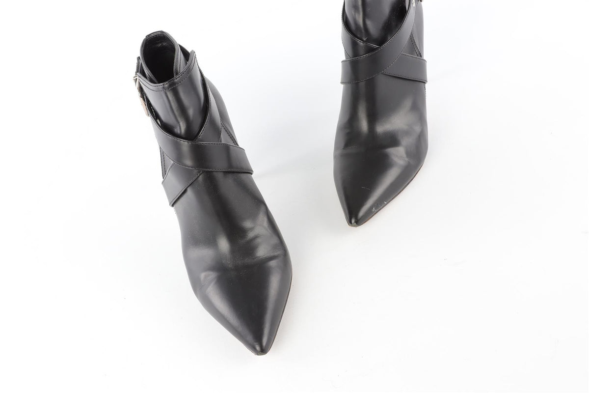 GIANVITO ROSSI BLACK LEATHER ANKLE BOOTS EU 39 UK 6 US 9