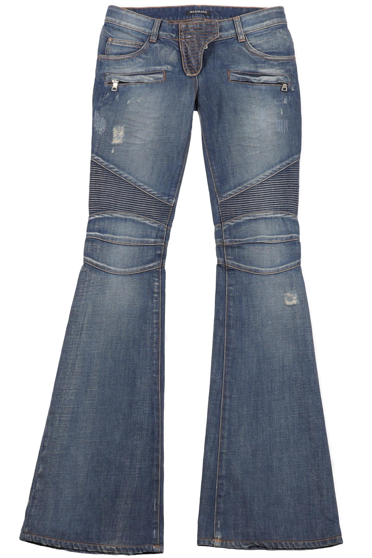BALMAIN BLUE LOW RISE FLARED JEANS FR 34 UK 6
