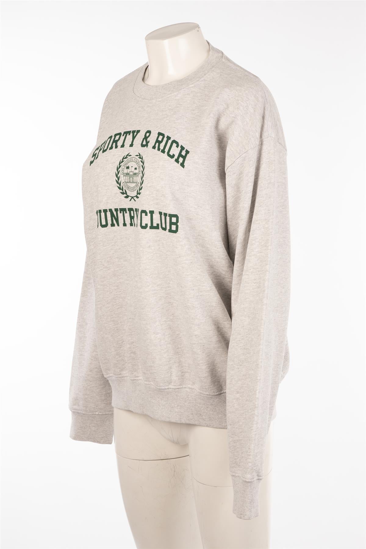 SPORTY & RICH GREY COTTON SWEATSHIRT MEDIUM