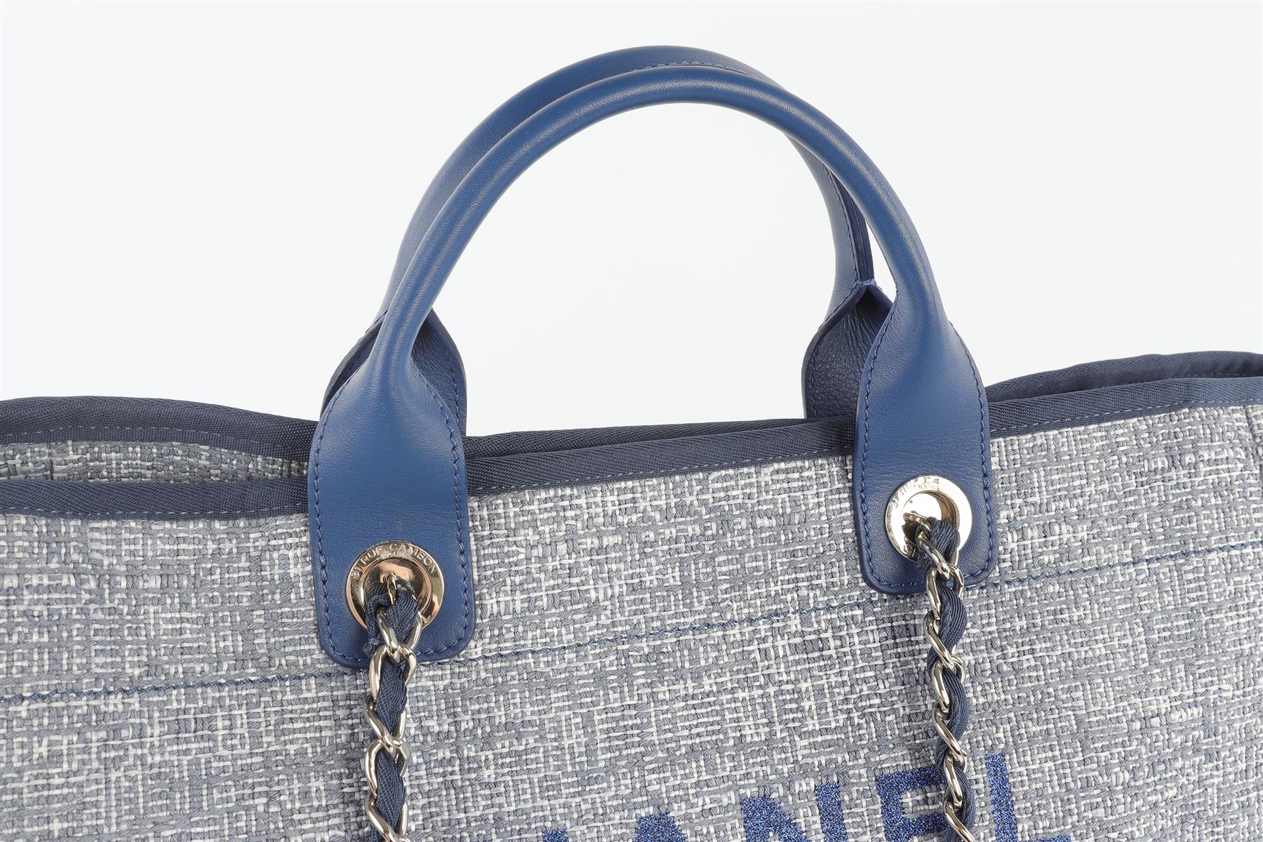 CHANEL BLUE 2018 DEAUVILLE MEDIUM FABRIC TOTE BAG