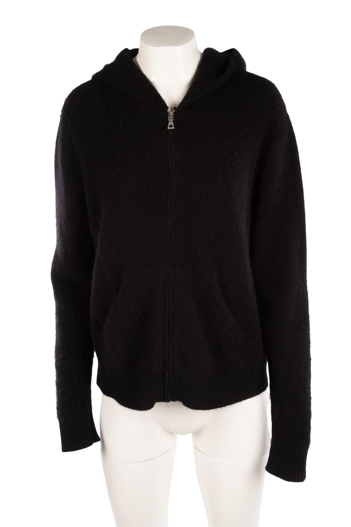 THE ELDER STATESMAN BLACK CASHMERE HOODIE LARGE