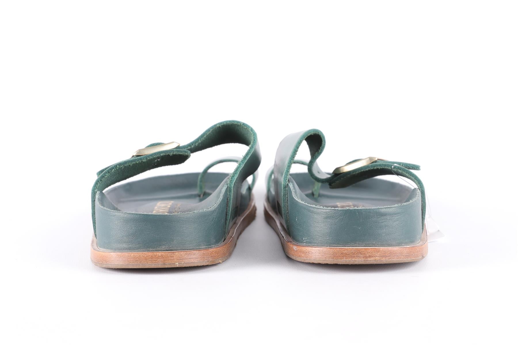 BIRKENSTOCK GREEN LEATHER SANDALS EU 38 UK 5 US 8