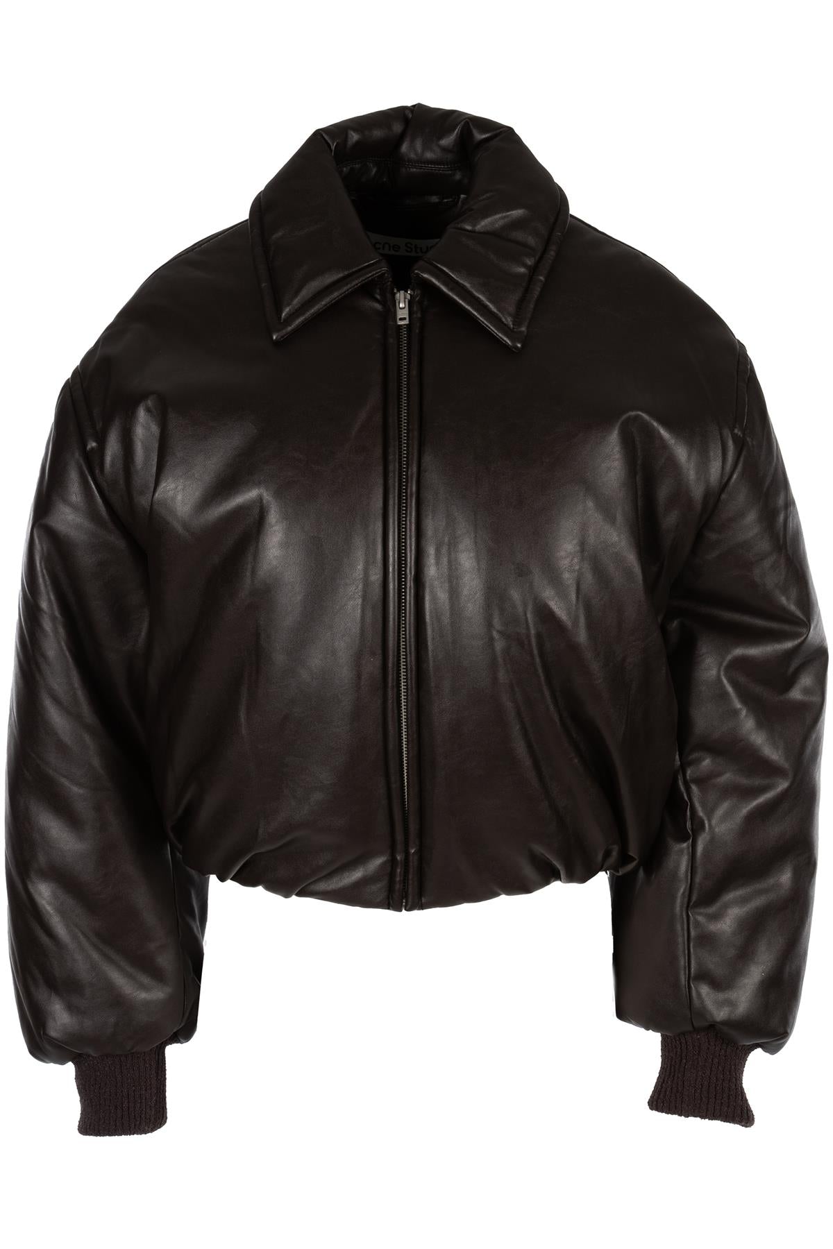 ACNE STUDIOS BROWN FAUX LEATHER BOMBER JACKET DE 32 UK 4