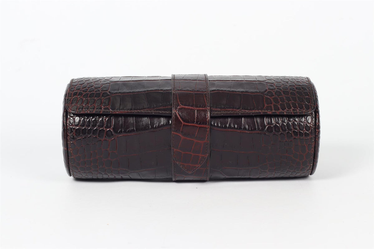 SMYTHSON OF BOND STREET CROC EFFECT LEATHER JEWELLERY CASE