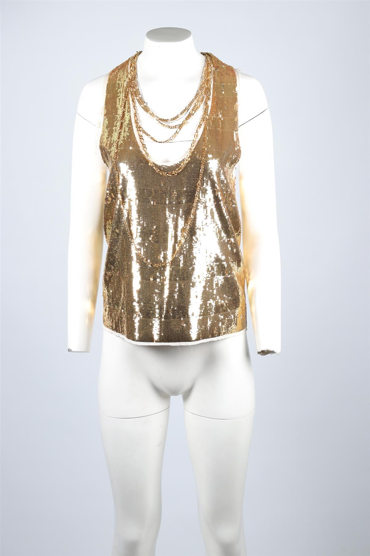 BALMAIN GOLD SEQUIN TOP FR 34 UK 6