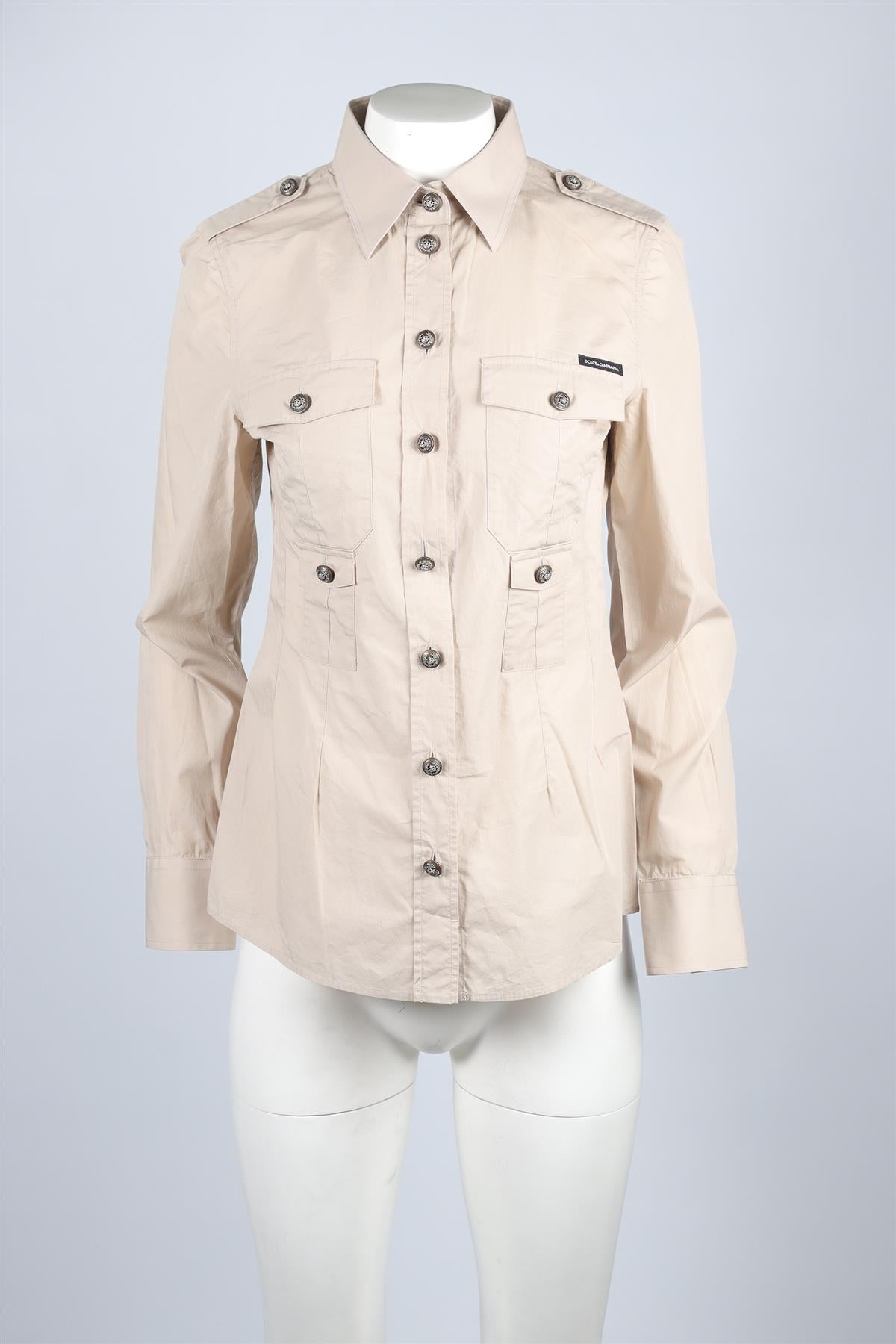 DOLCE & GABBANA BEIGE COTTON SHIRT IT 42 UK 10