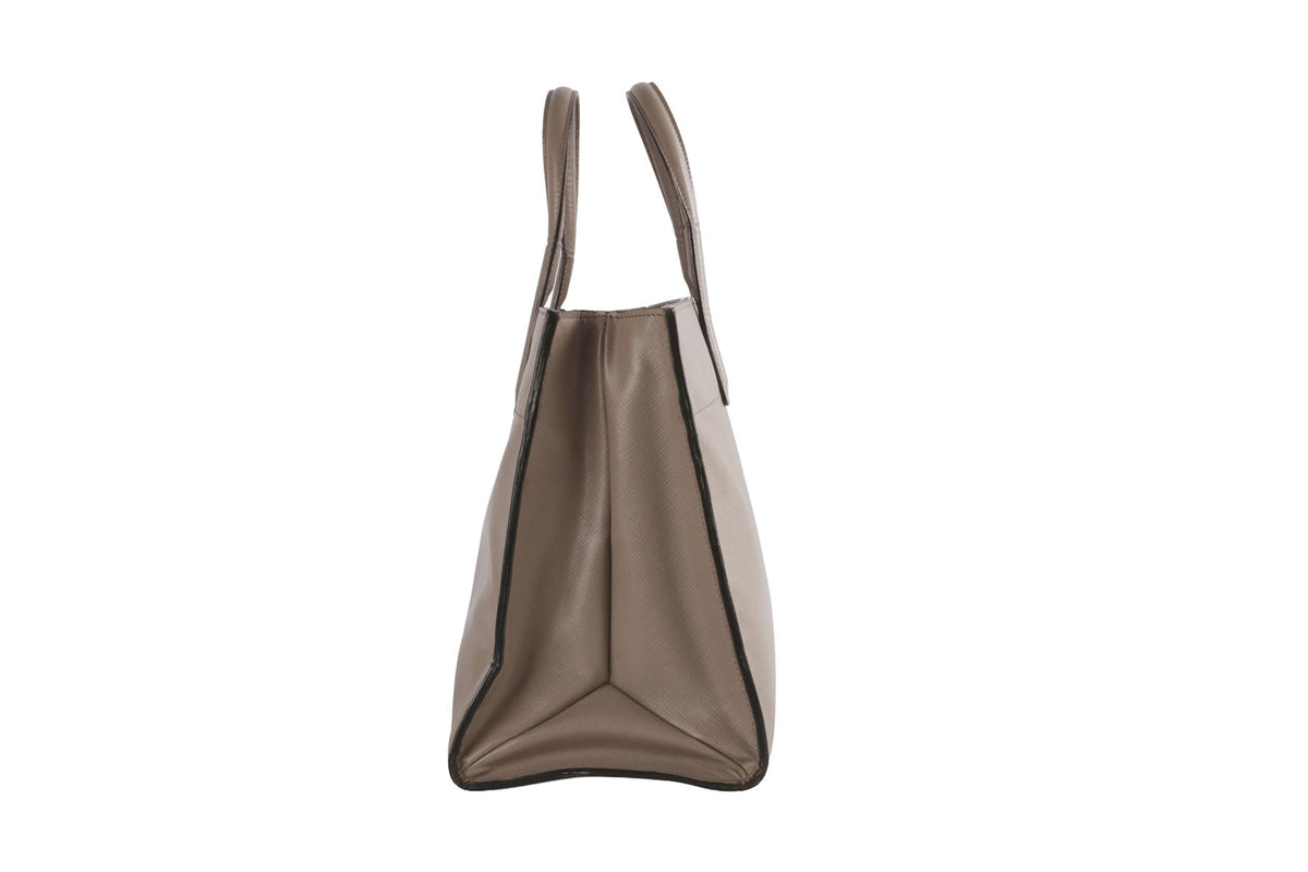 PRADA GREY SOFT TRIPLE POCKET SAFFIANO LEATHER TOTE BAG