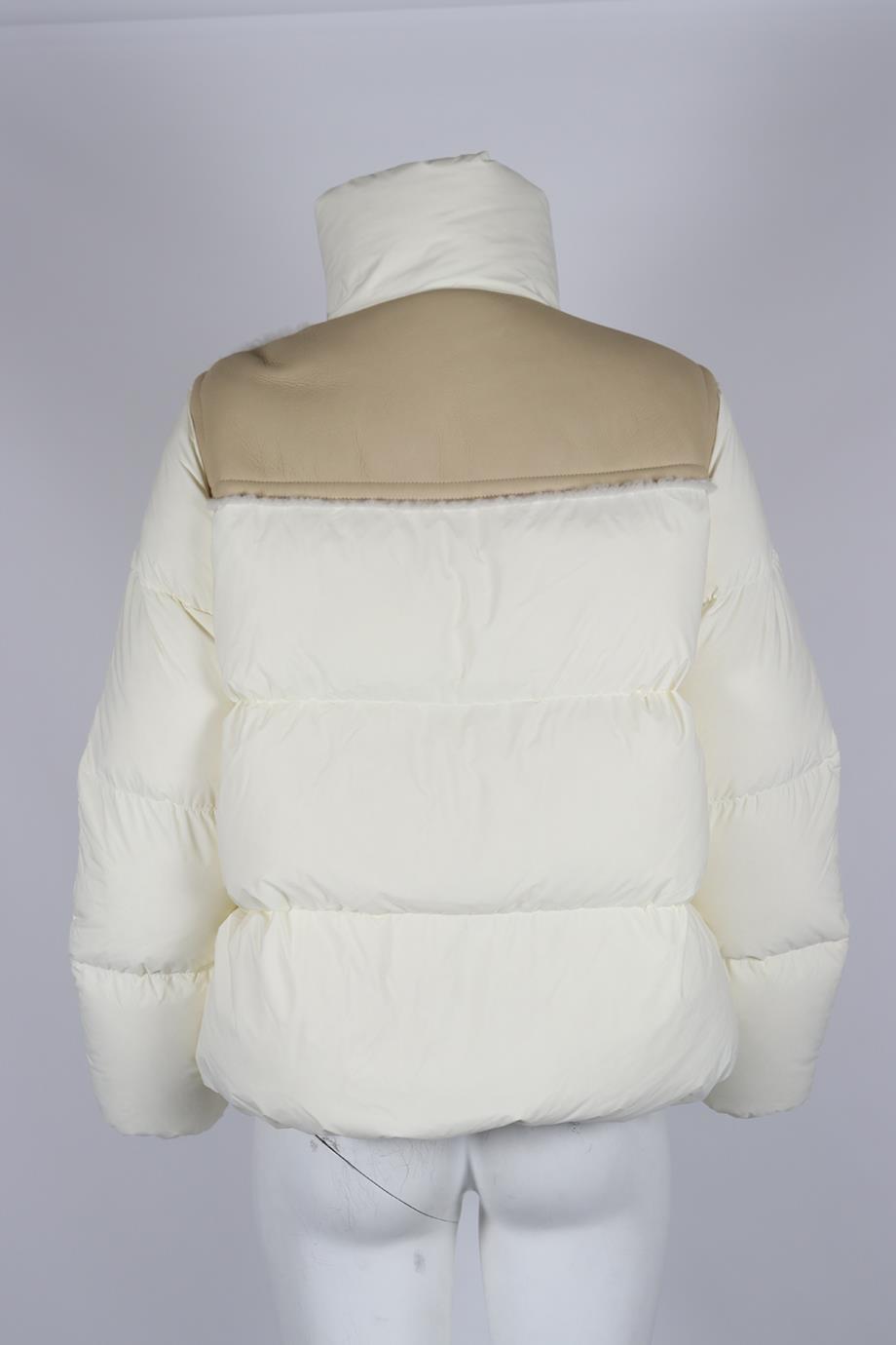 MONCLER SHEARLING TRIMMED QUILTED SHELL DOWN JACKET UK 8
