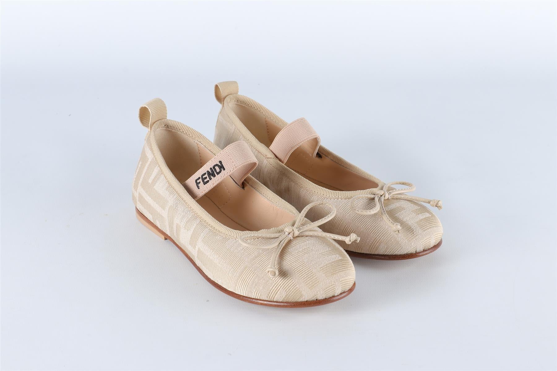 FENDI BEIGE KIDS GIRLS BALLET FLATS EU 28 UK 10 US 11