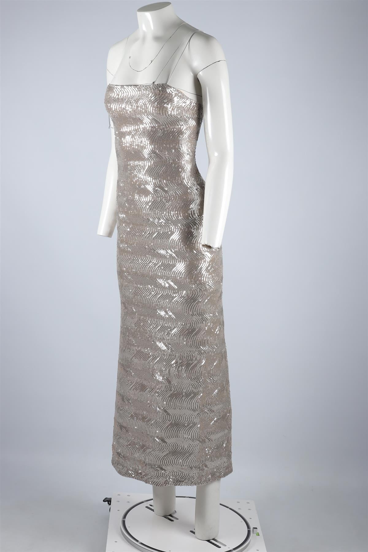 FORTE FORTE SILVER SEQUIN MIDI DRESS XSMALL