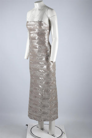 FORTE FORTE SILVER SEQUIN MIDI DRESS XSMALL