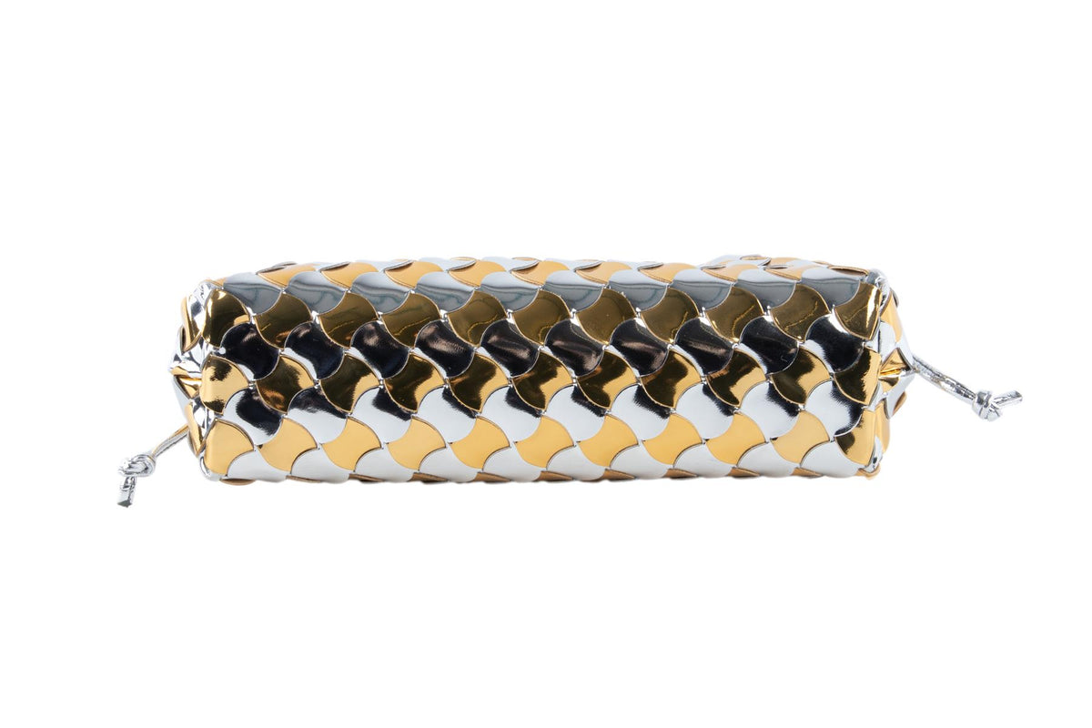 BOTTEGA VENETA GOLD POUCH MINI LEATHER SHOULDER BAG
