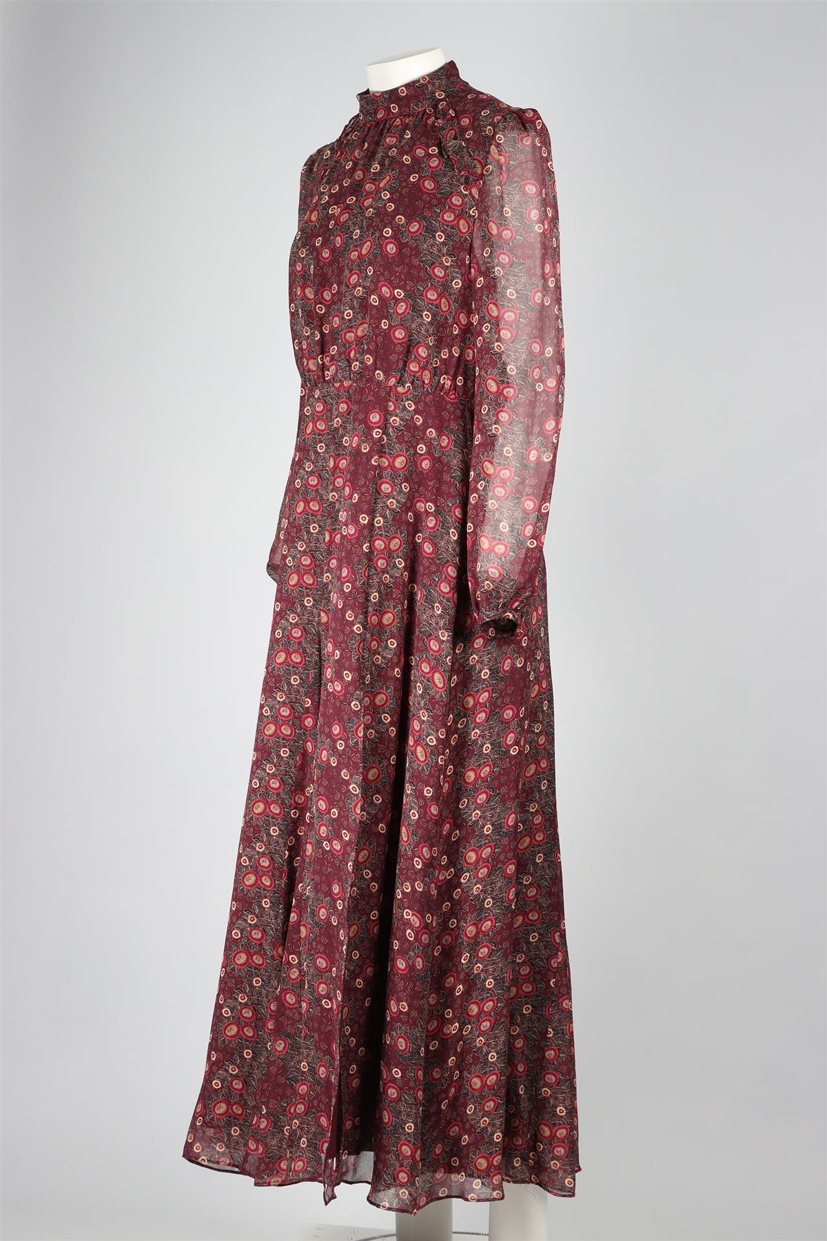 SALONI MAROON SILK MAXI DRESS UK 14