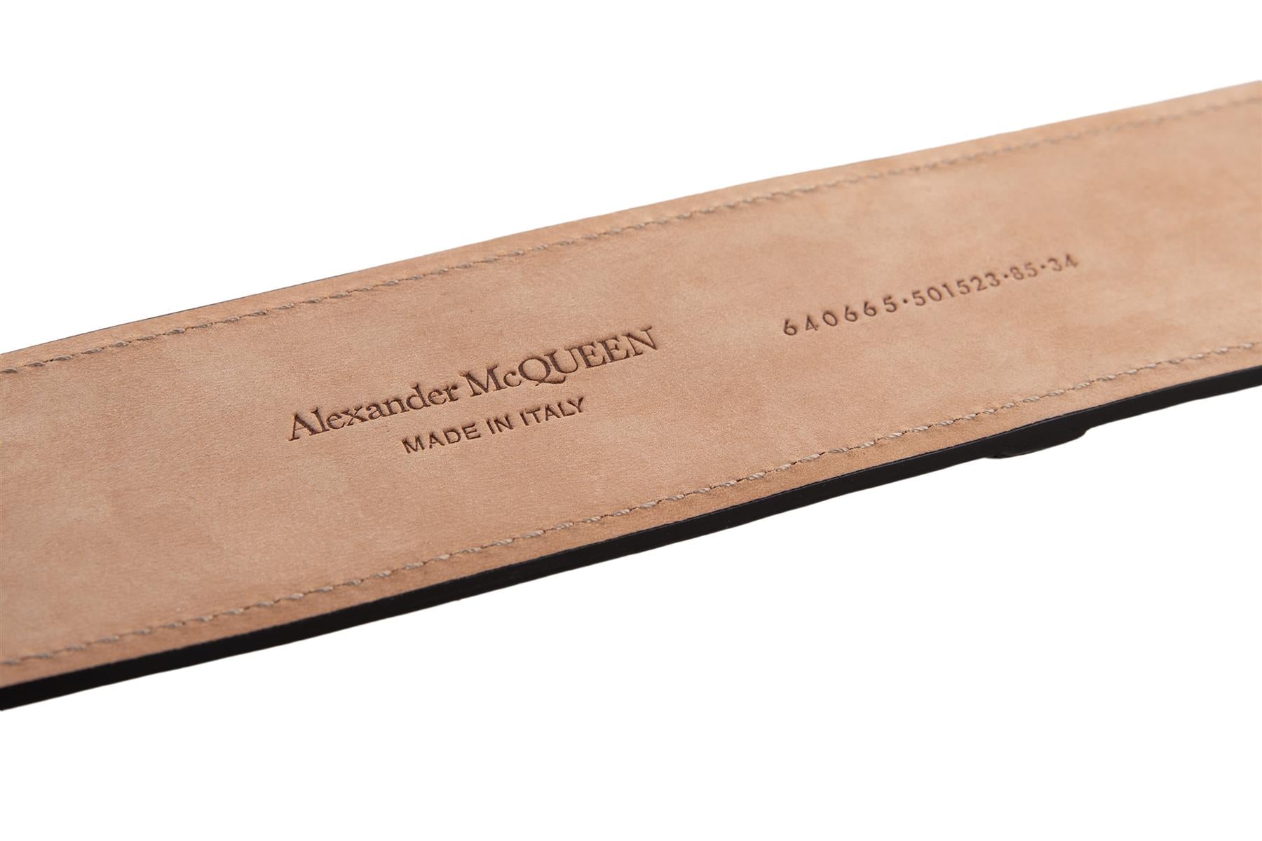 ALEXANDER MCQUEEN BLACK LEATHER WAIST BELT 85CM
