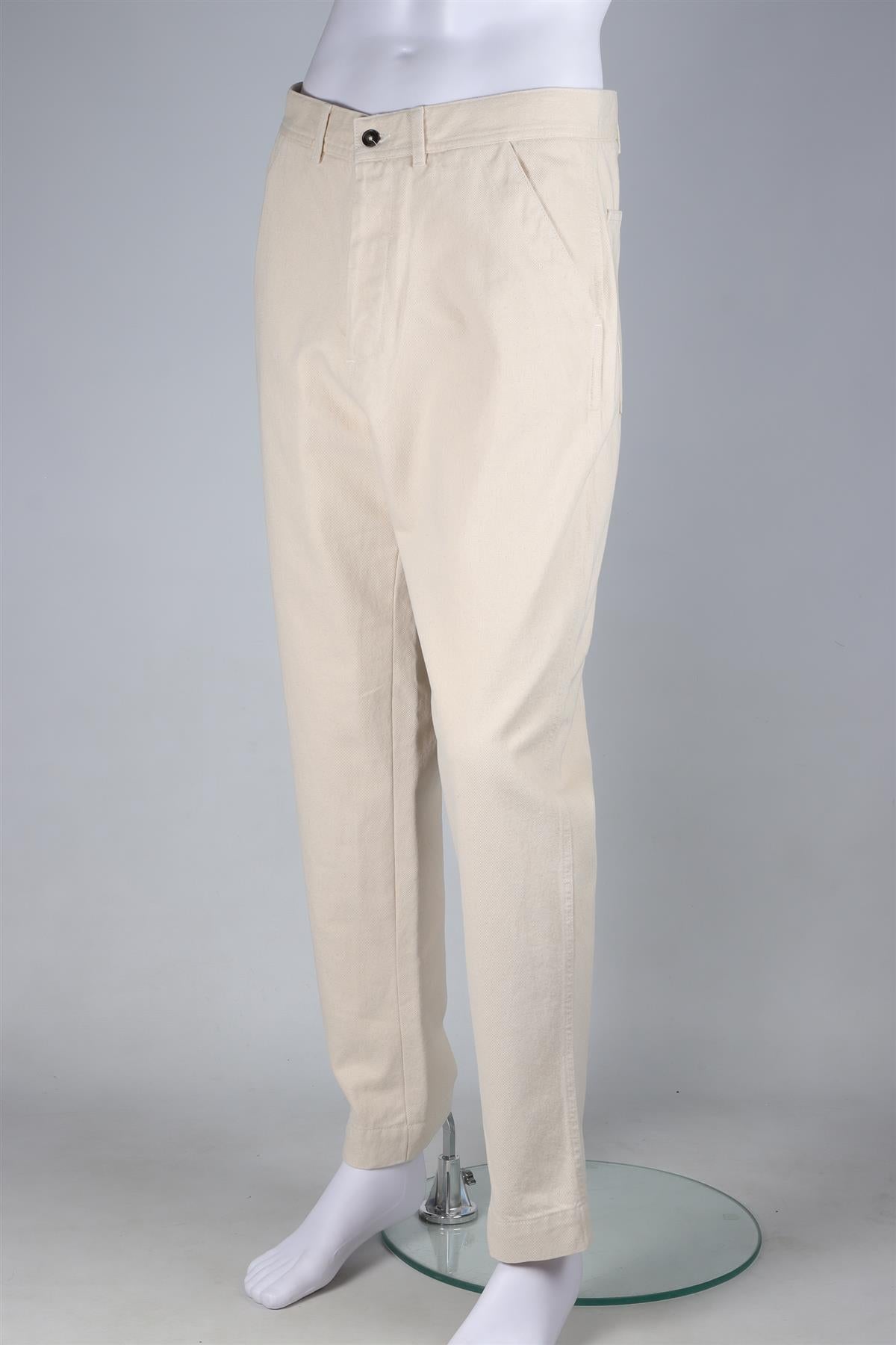 OFFICINE GENERALE CREAM MEN'S COTTON STRAIGHT LEG PANTS UK/US W30