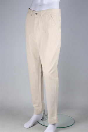 OFFICINE GENERALE CREAM MEN'S COTTON STRAIGHT LEG PANTS UK/US W30