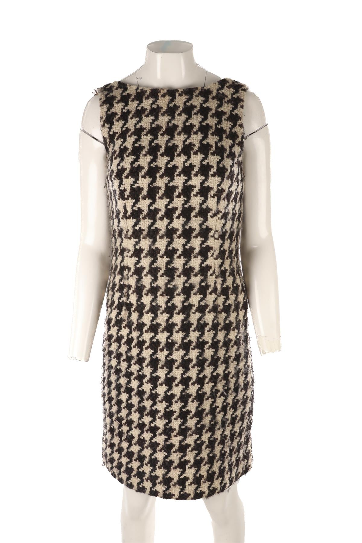 DOLCE & GABBANA BROWN WOOL MINI DRESS IT 44 UK 12