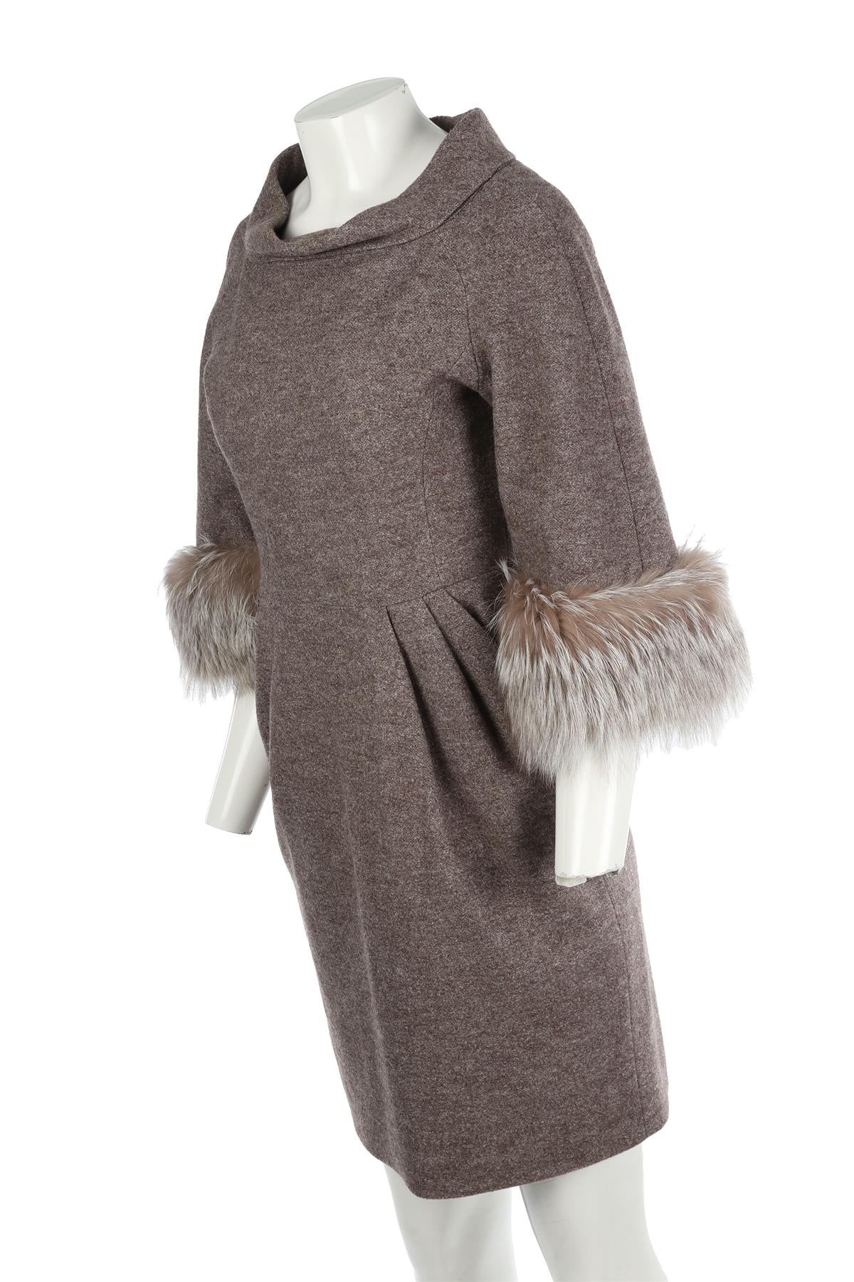 MICHAEL KORS BROWN WOOL DRESS US 4 UK 8
