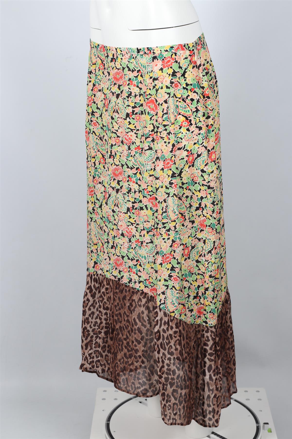 RIXO MULTICOLOURED SILK PRINTED SKIRT UK 14