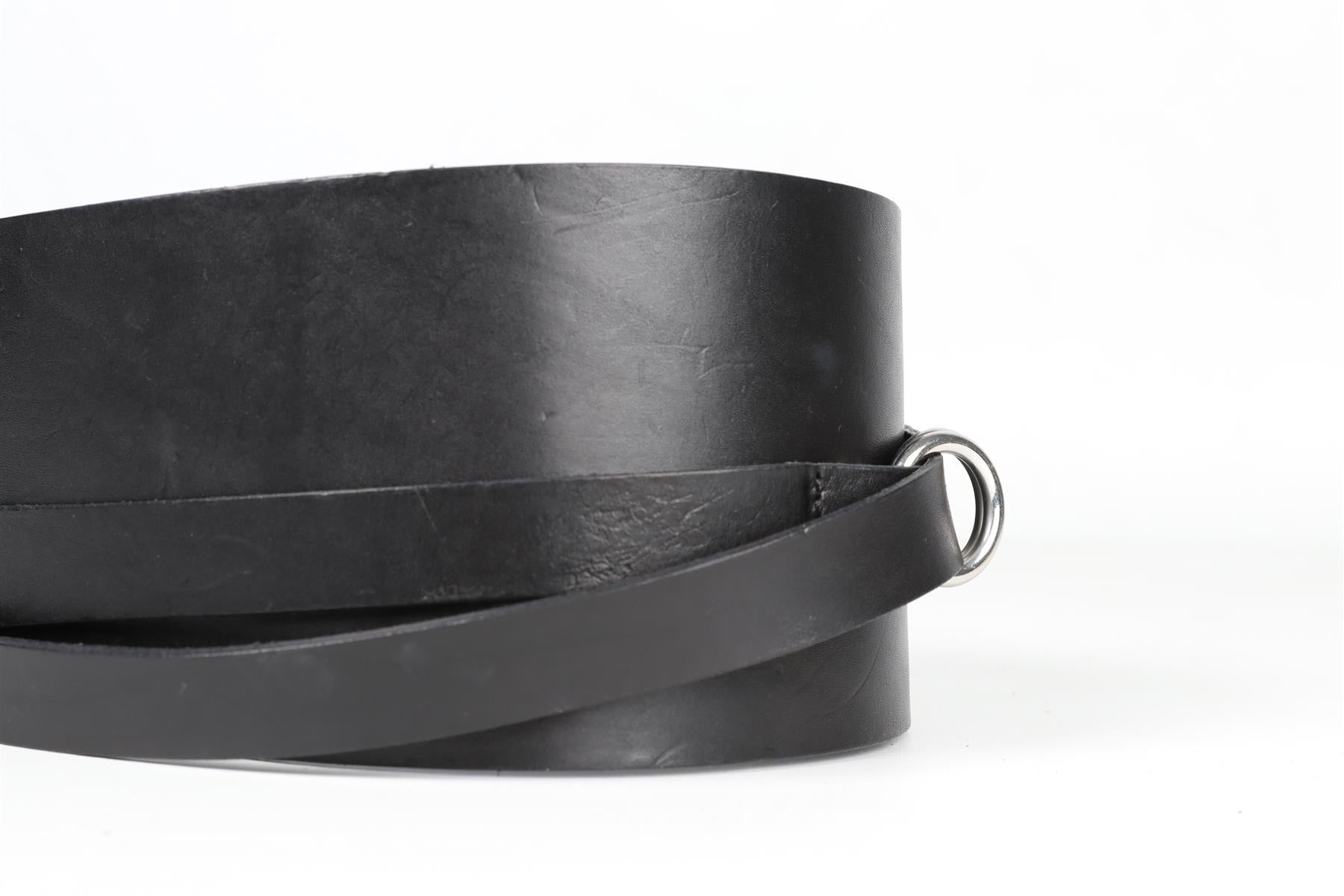 ISABEL MARANT BLACK LEATHER WAIST BELT 66 IN